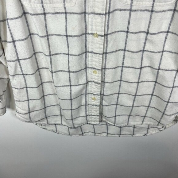 Madewell Button Up Collared Checkered Top Women’s Size Medium White Cotton Wool‎ - Picture 4 of 9